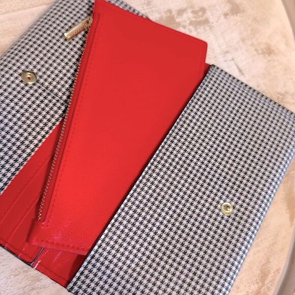 Zara RARE Houndstooth w Red Interior Women’s Wallet - Picture 1 of 16